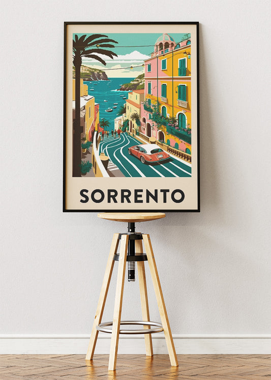 Sorrento Italy Poster & Canvas Print – Illustrated Amalfi Coast Street View Art