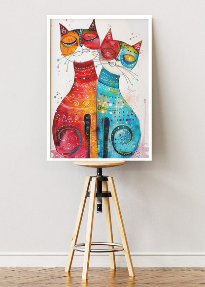 Colorful Cats Poster & Canvas Print – Vibrant Abstract Feline Art