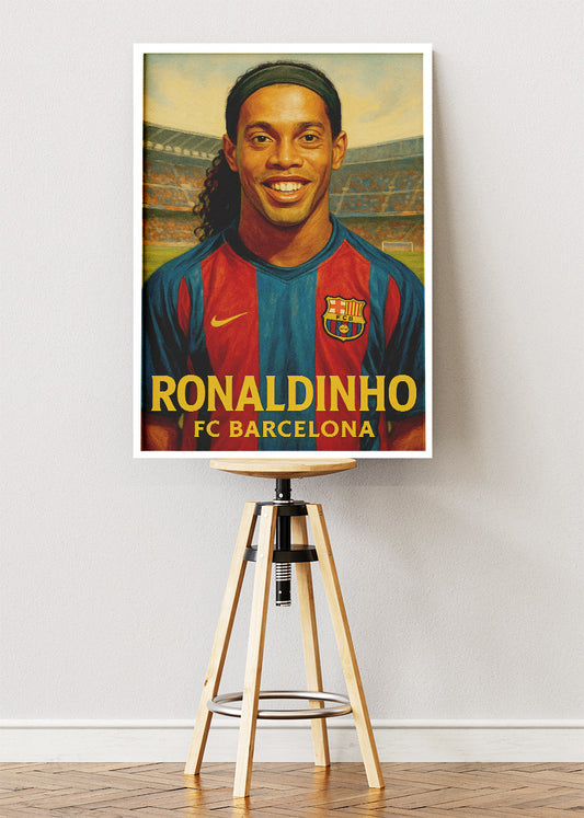 FC Barcelona Ronaldinho Wall Art | Iconic Football Legend Poster & Canvas