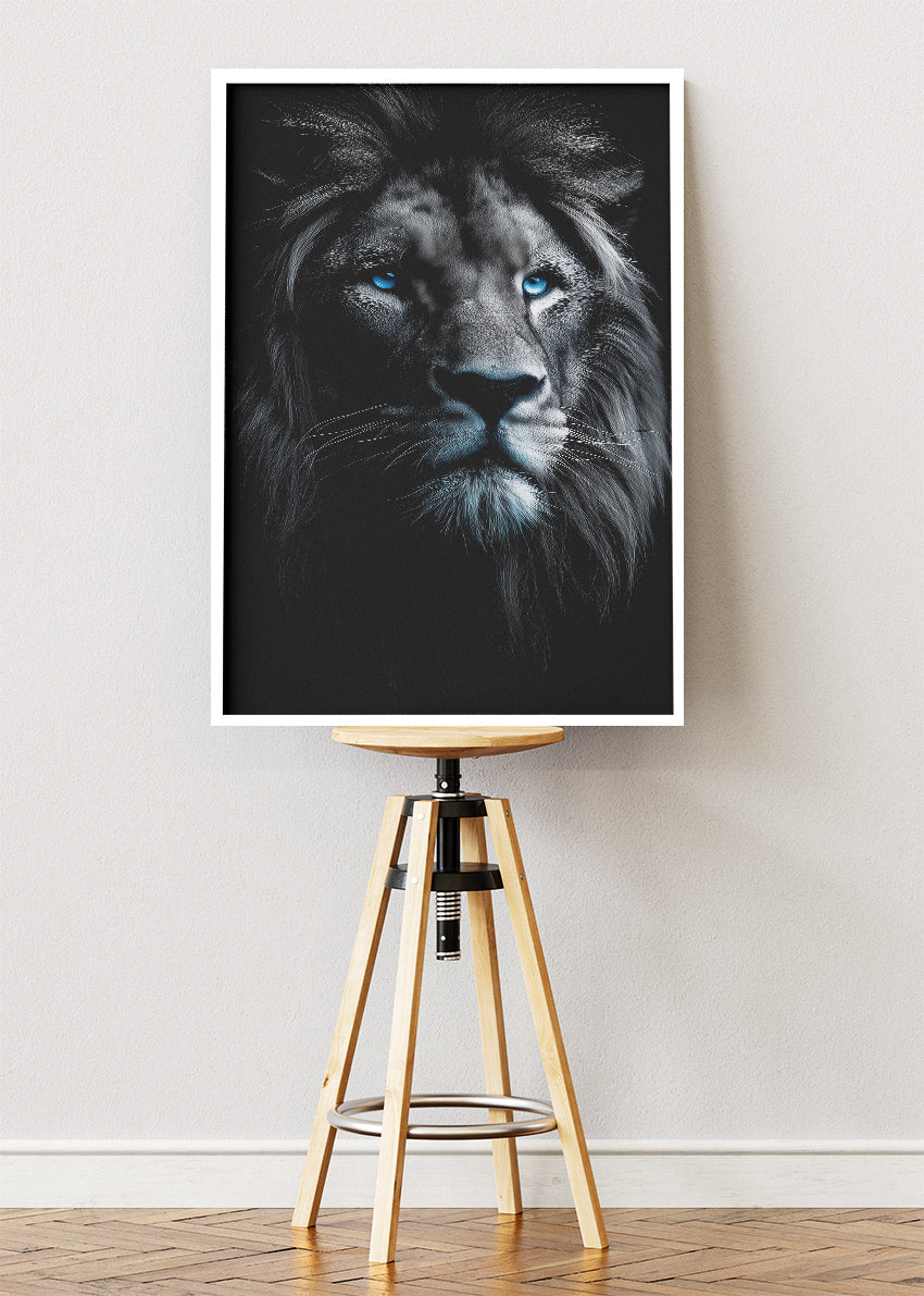 Black Lion Canvas Print & Poster – Dark Wildlife Wall Art