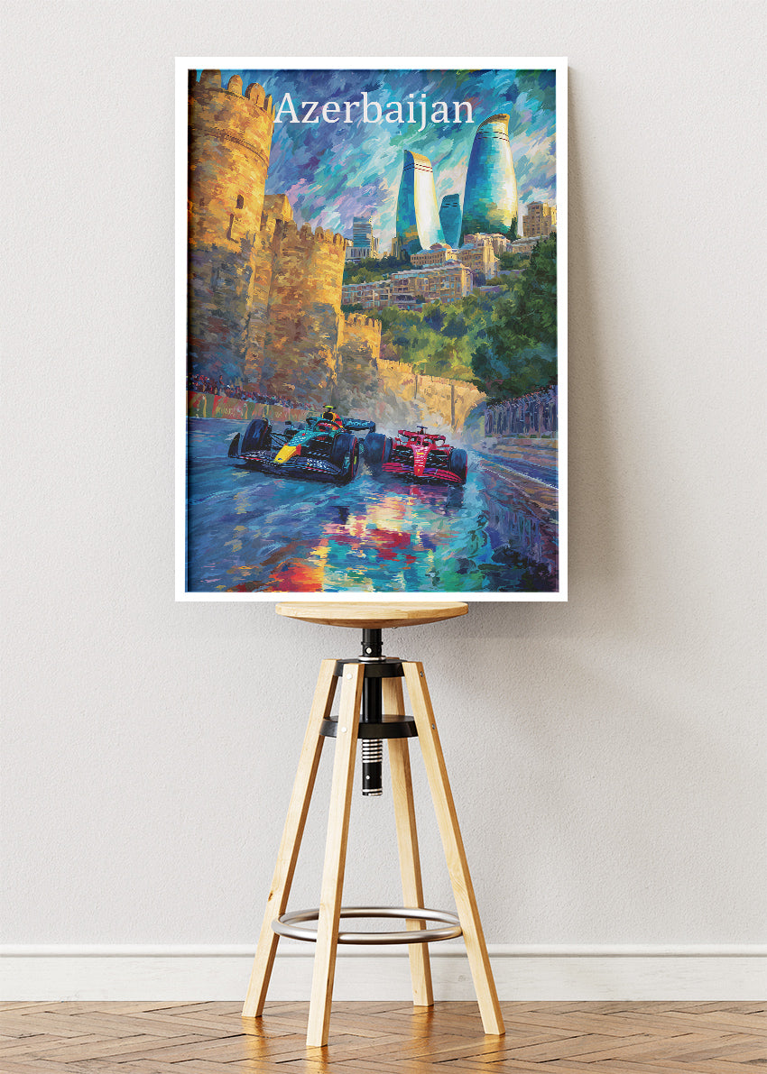 Azerbaijan Grand Prix Poster & Canvas Print | Baku City Circuit Formula Racing Wall Art