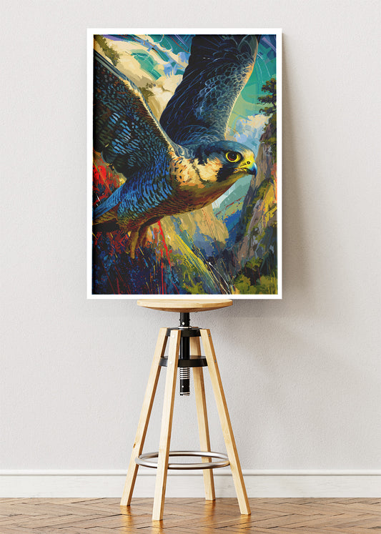 Flying Hawk Canvas Print & Poster – Dynamic Wildlife Wall Art