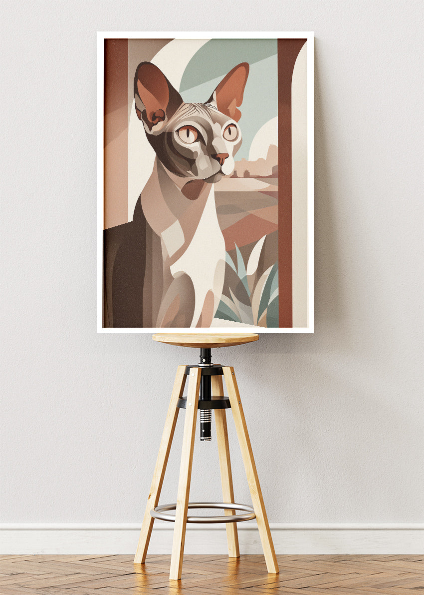 Sphynx Cat Canvas Print & Poster – Modern Minimalist Pet Wall Art