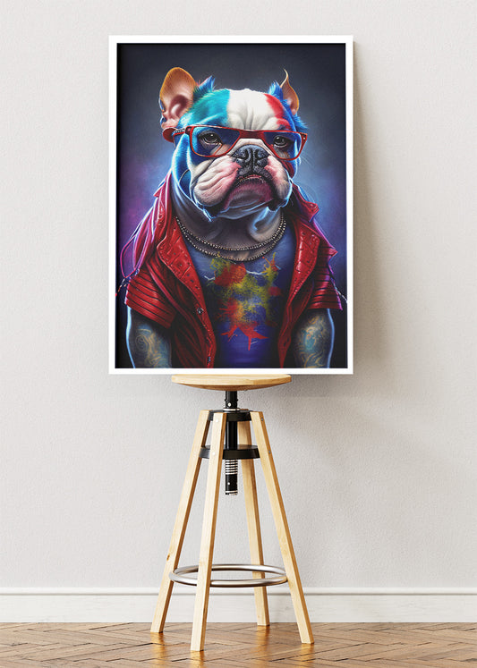 Cool Bulldog Canvas Print & Poster – Urban Pop Art Dog Wall Art