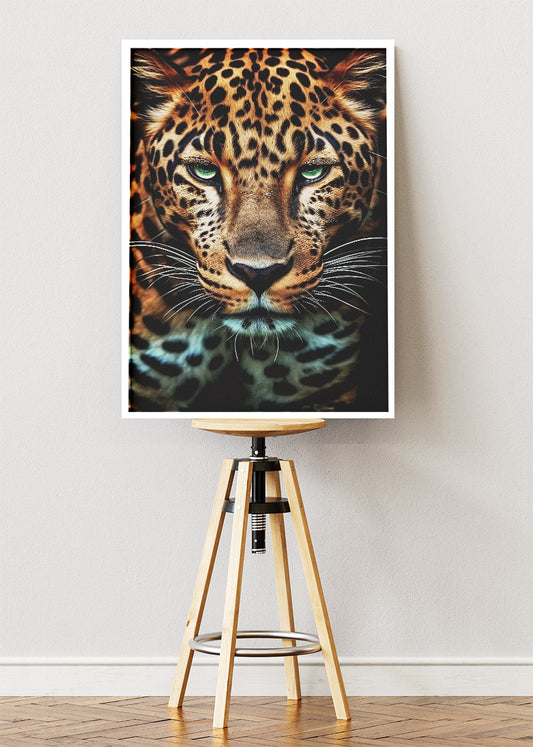 Leopard Portrait Canvas Print & Poster – Dark Wildlife Wall Art