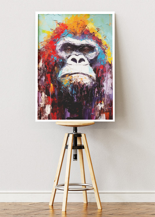 Colorful Gorilla Canvas Print & Poster – Modern Wildlife Wall Art