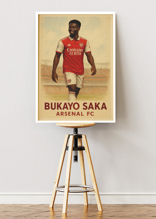 Bukayo Saka Arsenal FC Football Wall Art | Modern Premier League Star Poster & Canvas