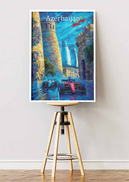 Azerbaijan Formula Racing Poster & Canvas Print | Baku Street Circuit Motorsport Wall Art