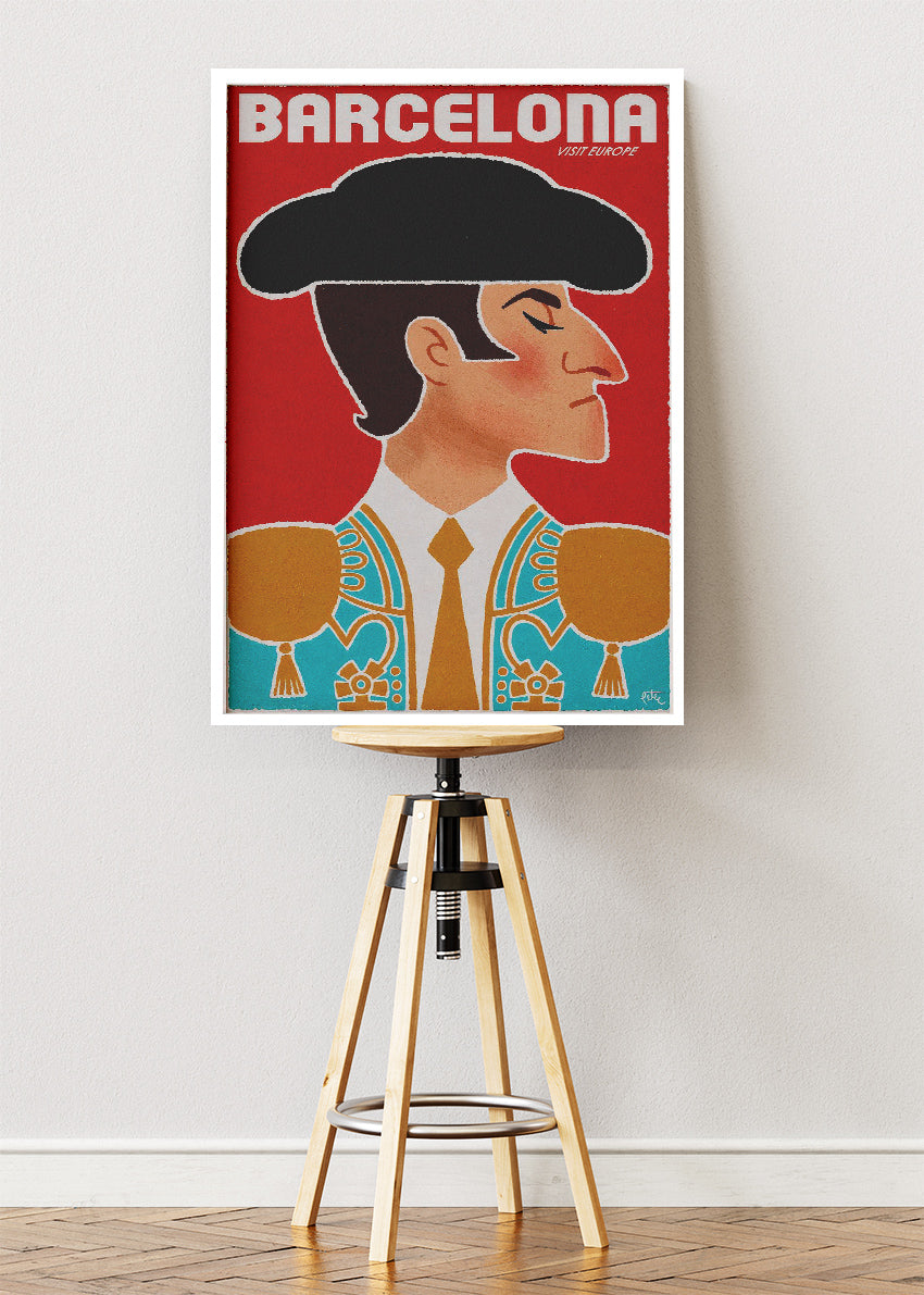 Barcelona Matador Poster & Canvas Print – Vintage Spain Travel Art