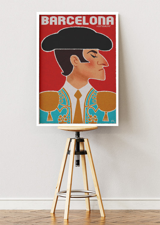 Barcelona Matador Poster & Canvas Print – Vintage Spain Travel Art