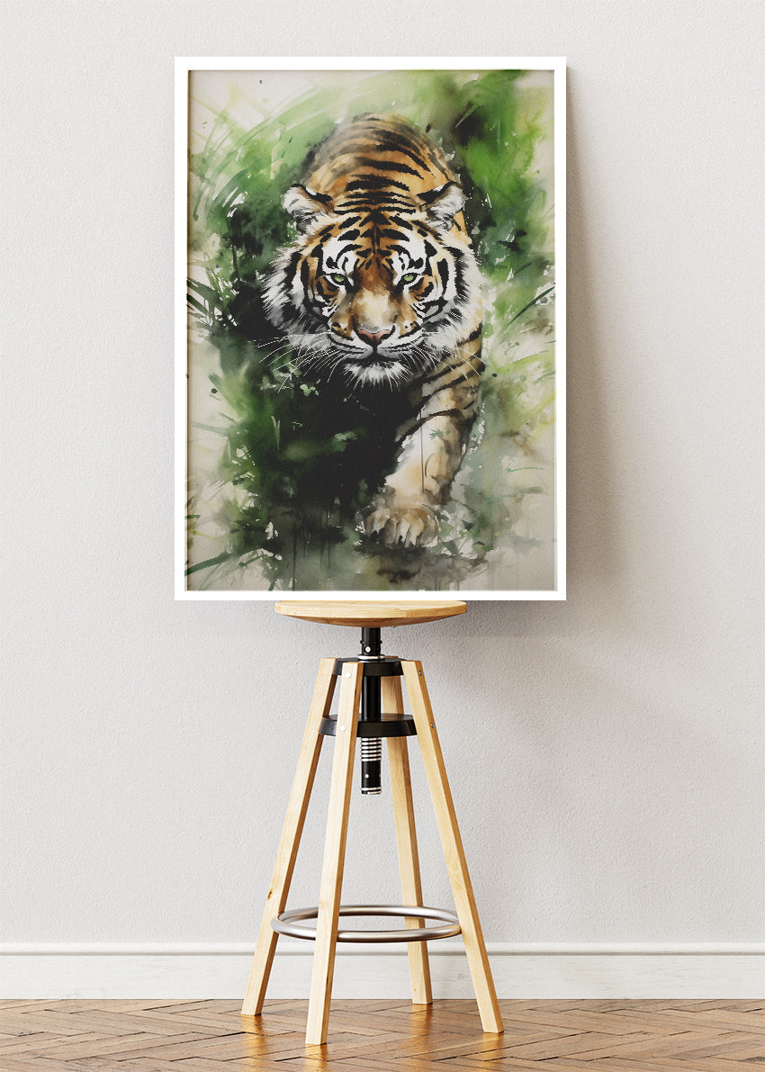 Watercolor Tiger Canvas Print & Poster – Modern Wildlife Wall Art