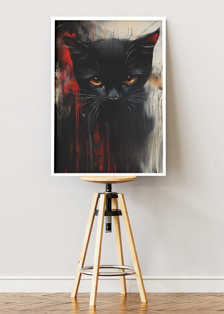 Black Cat Canvas Print & Poster – Dark Modern Animal Wall Art