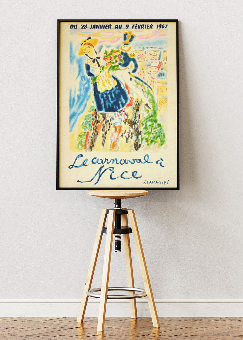 Nice Carnival 1967 Poster & Canvas Print – Vintage French Festival Art