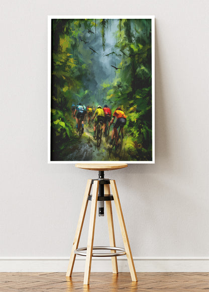 Forest Peloton Cycling Art Print & Canvas – Lush Green Endurance Road Cycling Wall Art