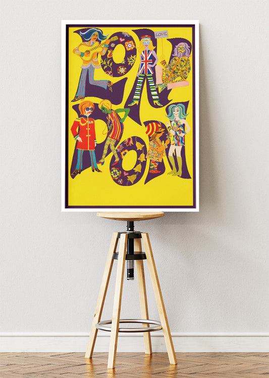 London Psychedelic Retro Poster & Canvas Print – Colorful Vintage Wall Art