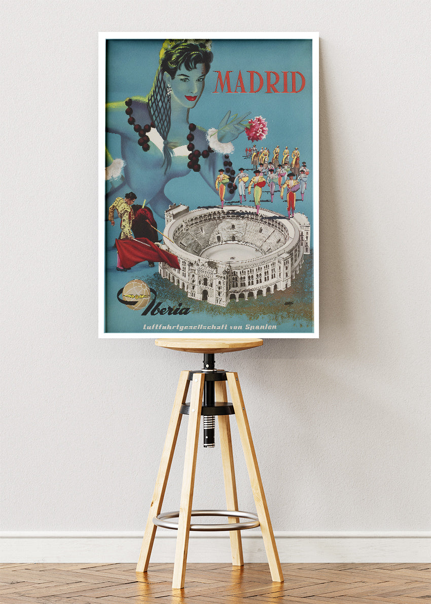 Madrid Spain Poster & Canvas Print – Vintage Iberia Bullring Travel Art