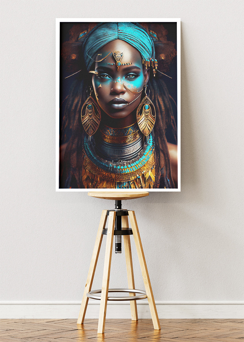 Royal African Queen Portrait Canvas & Poster Print – AI PRINT LAB