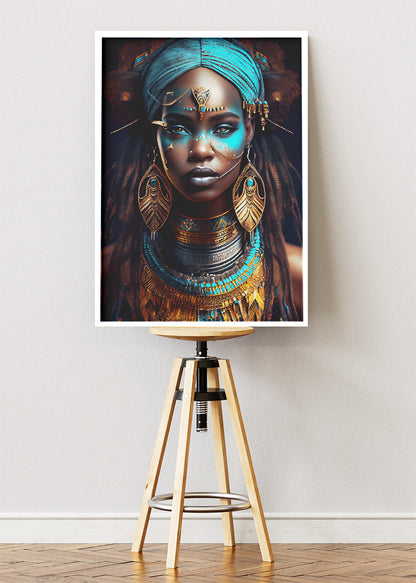 Royal African Queen Portrait Canvas & Poster Print – AI PRINT LAB