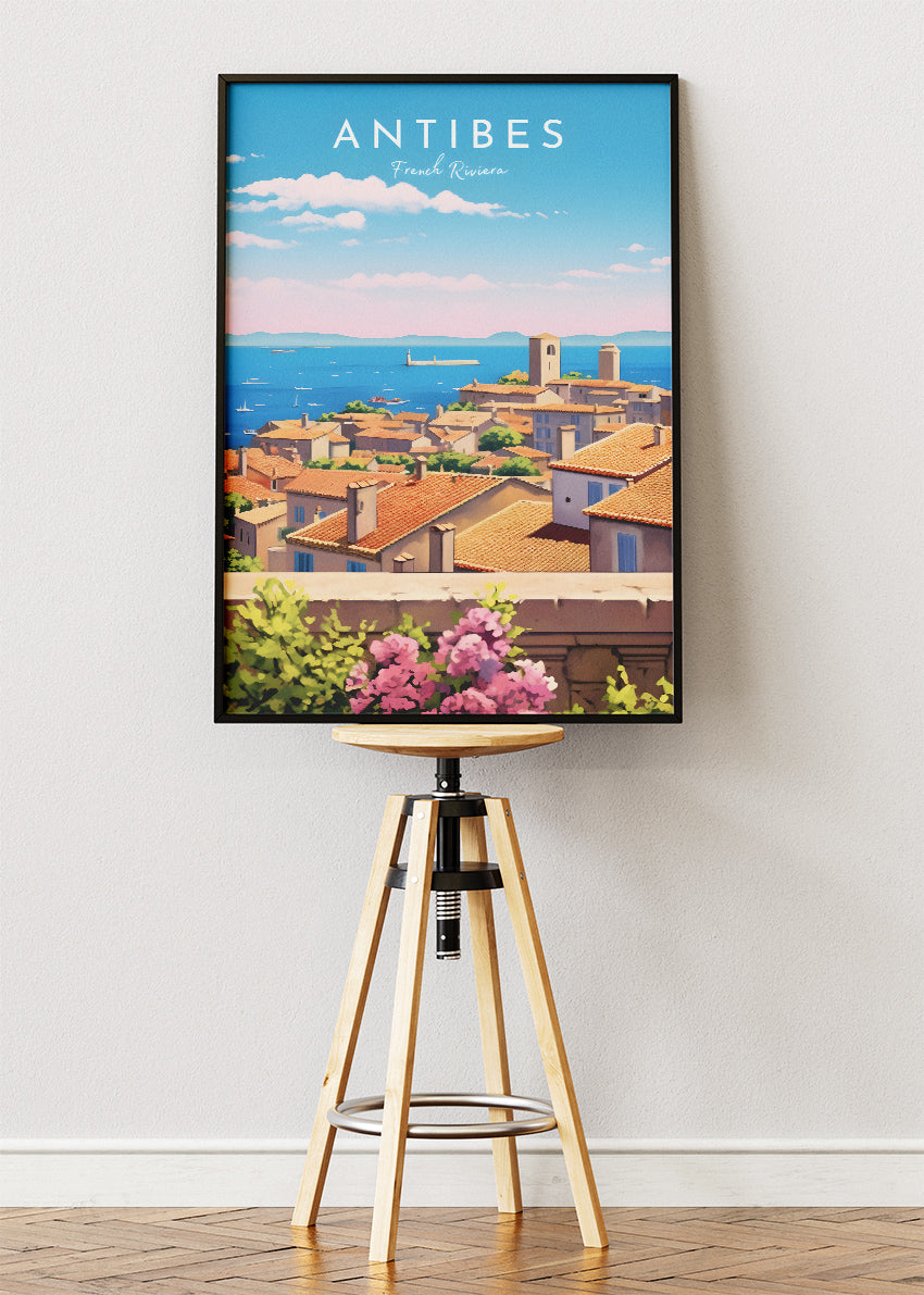 Antibes French Riviera Poster & Canvas Print – Vintage Coastal Travel Art