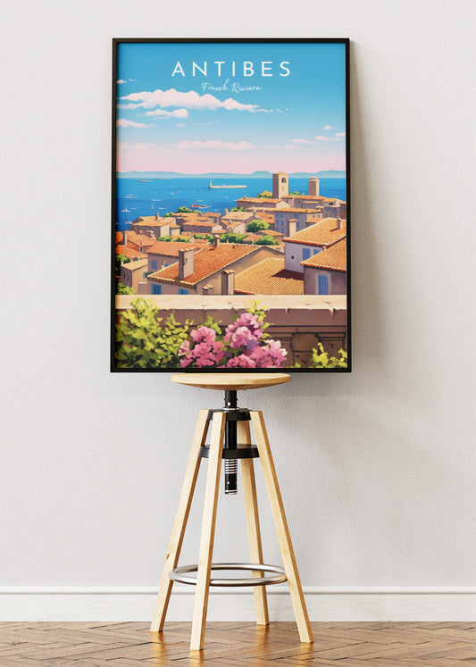 Antibes French Riviera Poster & Canvas Print – Vintage Coastal Travel Art