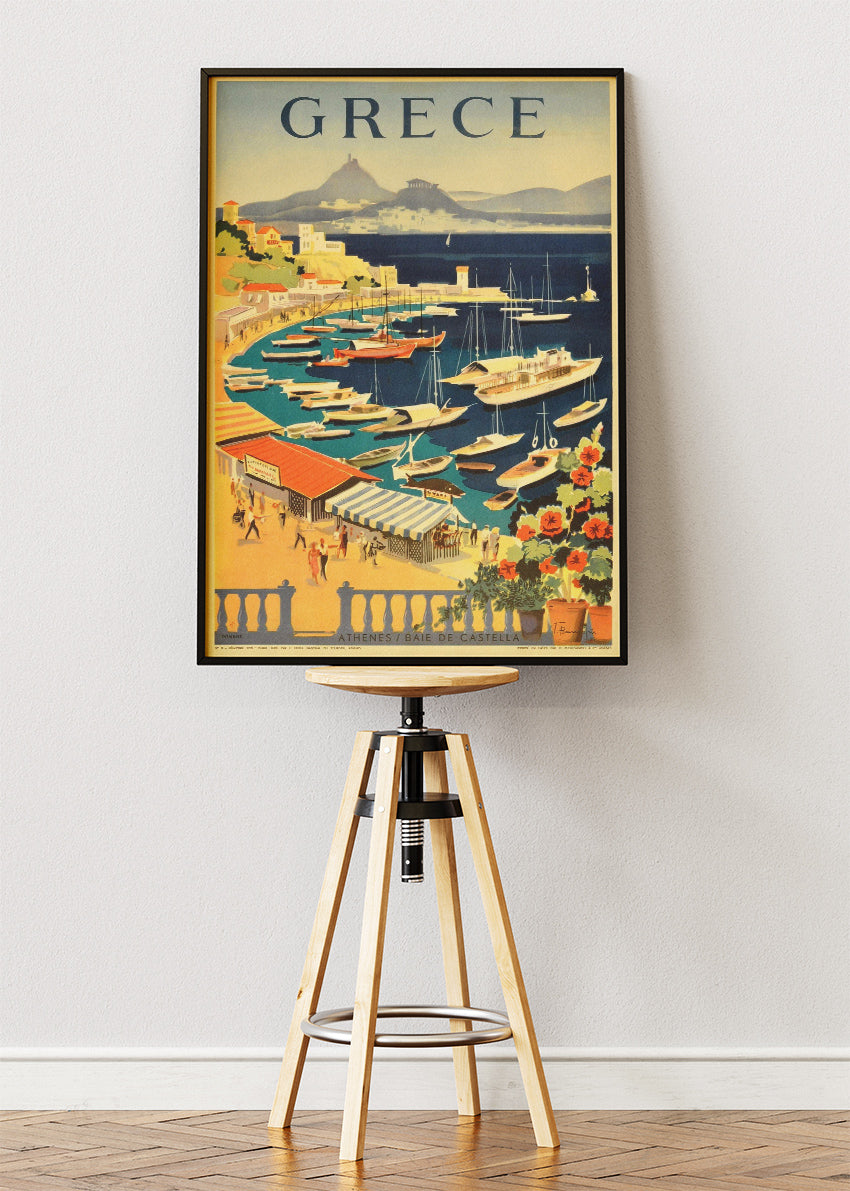 Greece Vintage Poster & Canvas Print – Classic Mediterranean Travel Art