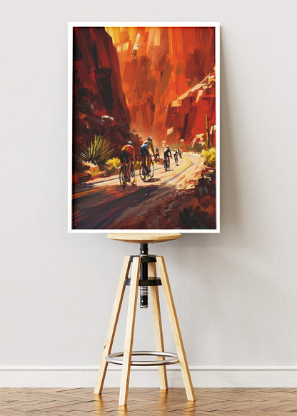 Road Cycling Canyon Art Print & Canvas – Dynamic Cyclist Wall Art