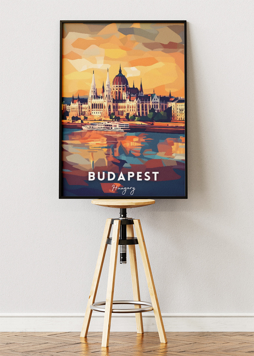 Budapest Parliament Sunset Poster & Canvas Print – Hungary Danube River View Art
