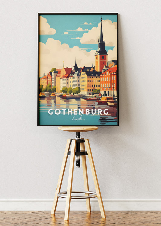 Gothenburg Sweden Harbour Poster & Canvas Print – Vintage Scandinavian Travel Art
