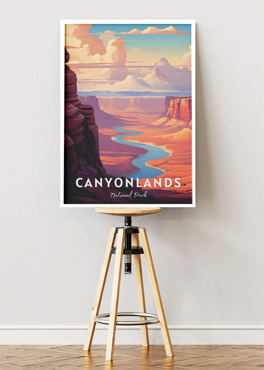 Canyonlands National Park Poster & Canvas Print – Desert Landscape Illustration Wall Art