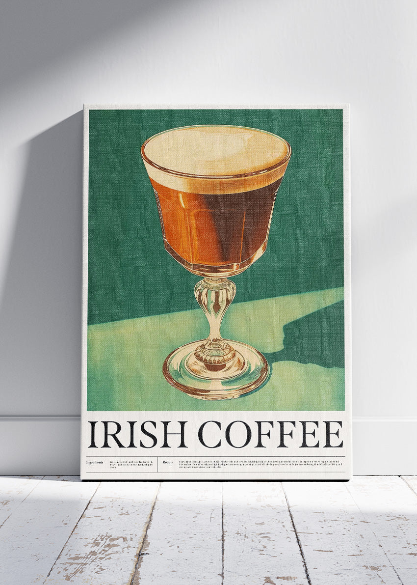Irish Coffee Vintage Poster & Canvas Print | Classic Coffee Cocktail Wall Art
