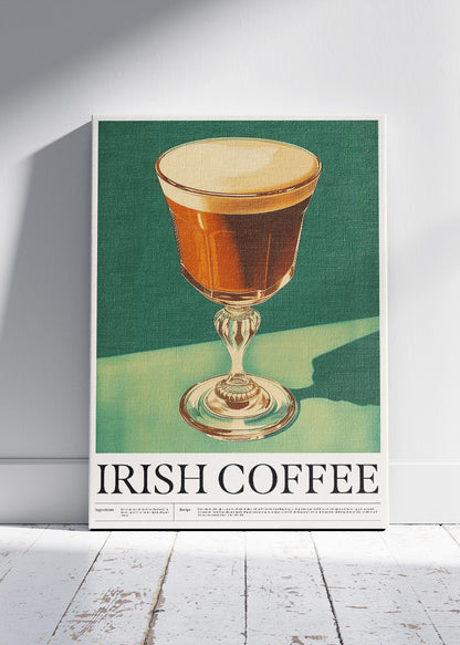 Irish Coffee Vintage Poster & Canvas Print | Classic Coffee Cocktail Wall Art
