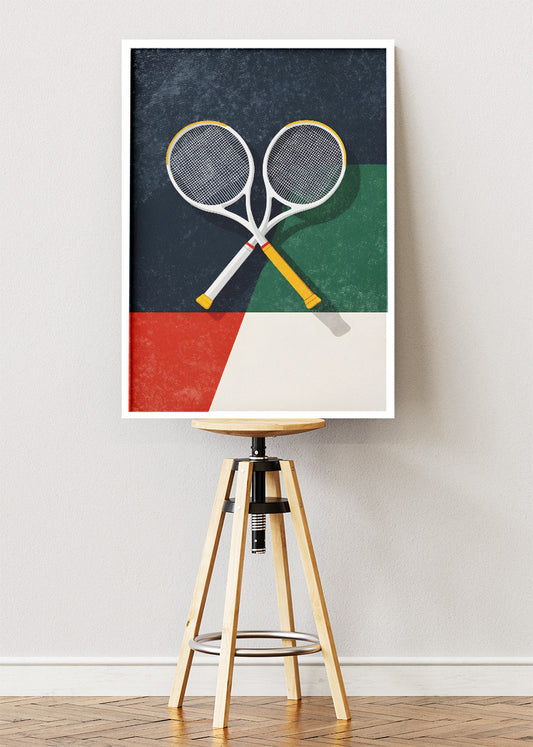 Tennis Rackets Poster & Canvas Print – Modern Minimalist Sports Wall Art