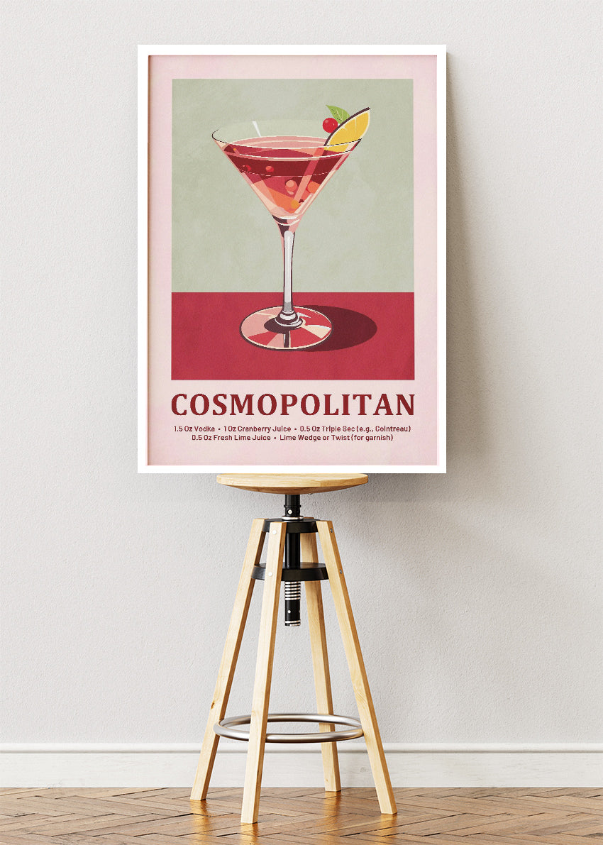 Cosmopolitan Cocktail Poster & Canvas Print | Classic Modern Bar Wall Art