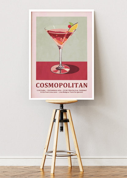 Cosmopolitan Cocktail Poster & Canvas Print | Classic Modern Bar Wall Art