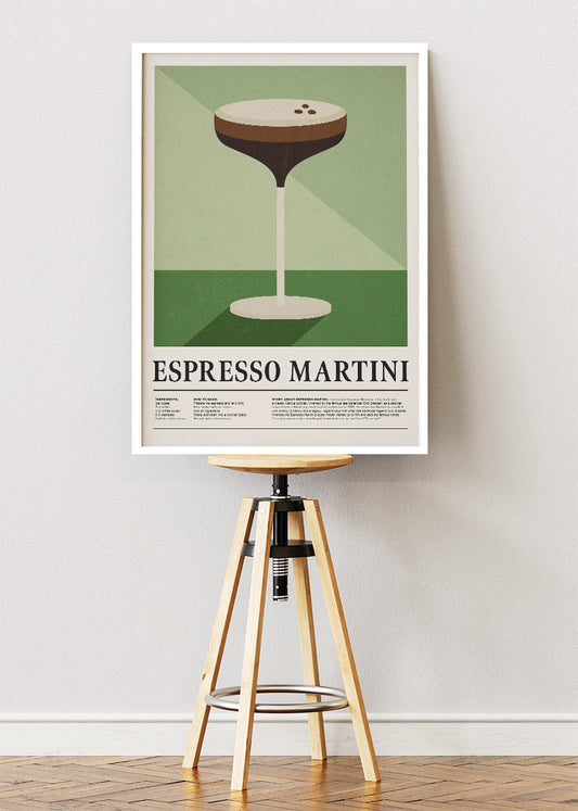 Espresso Martini Cocktail Art Poster & Canvas Print – Minimal Bar Wall Art