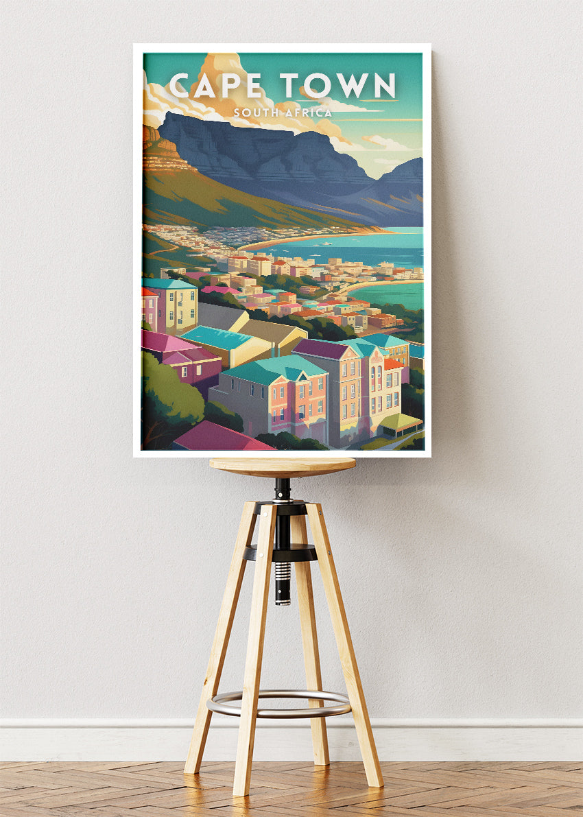 Cape Town South Africa Poster & Canvas Print – Modern Illustrated Table Mountain Art