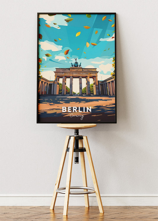 Berlin Germany Poster & Canvas Print – Vintage Autumn Brandenburg Gate Art