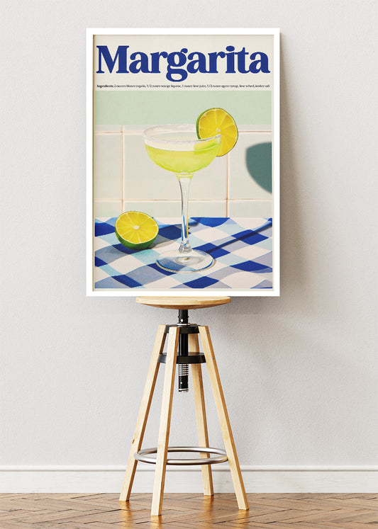 Margarita Classic Cocktail Poster & Canvas Print | Fresh Summer Bar Wall Art