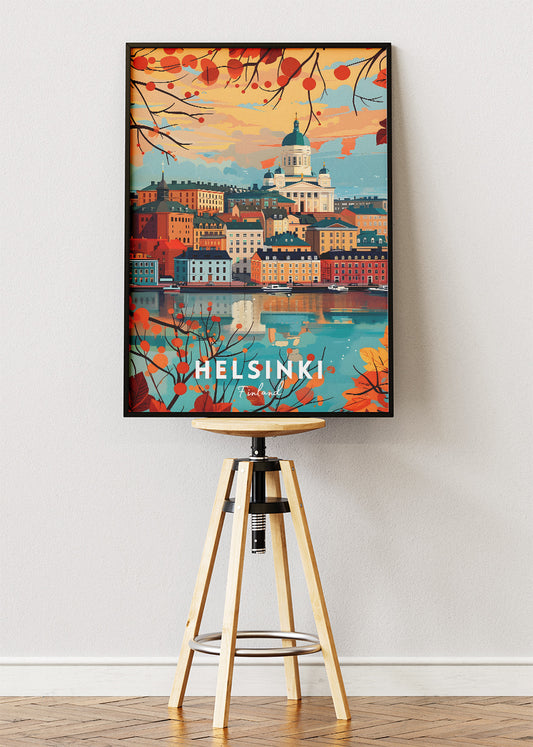 Helsinki Finland Skyline Poster & Canvas Print – Vintage Nordic Travel Art