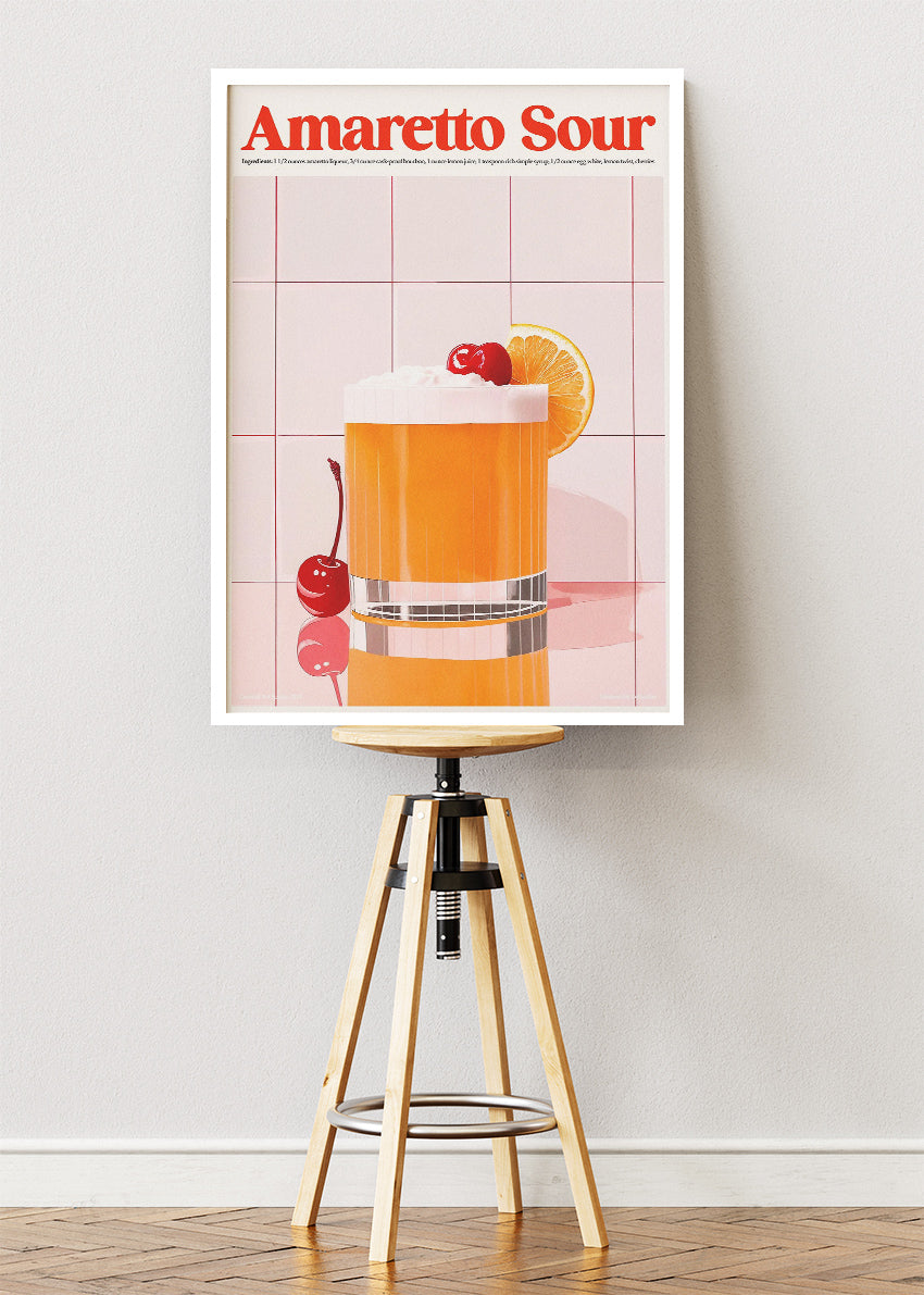 Amaretto Sour Poster & Canvas Print | Modern Cocktail Wall Art