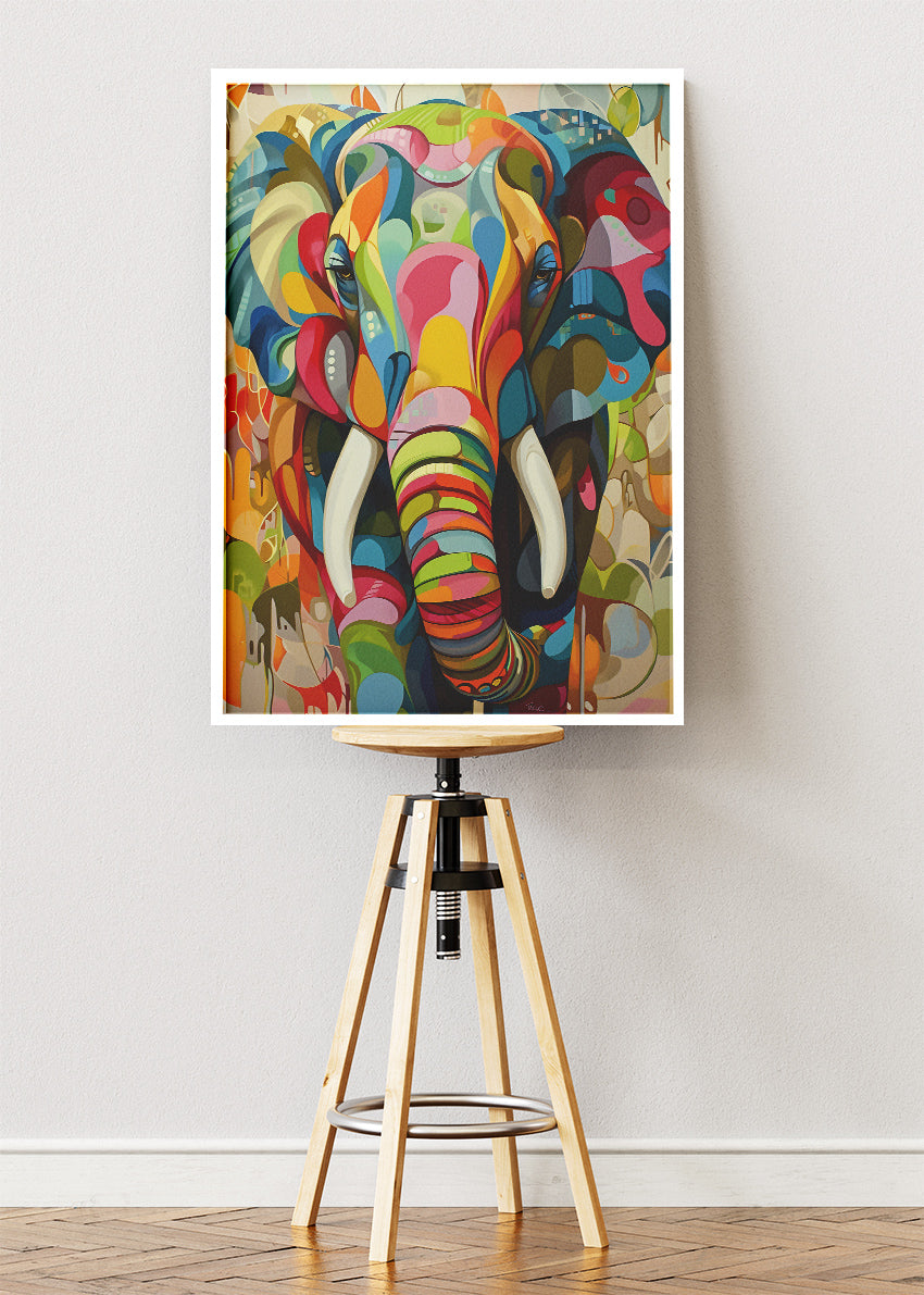 Colorful Elephant Canvas Print & Poster – Abstract Modern Animal Wall Art