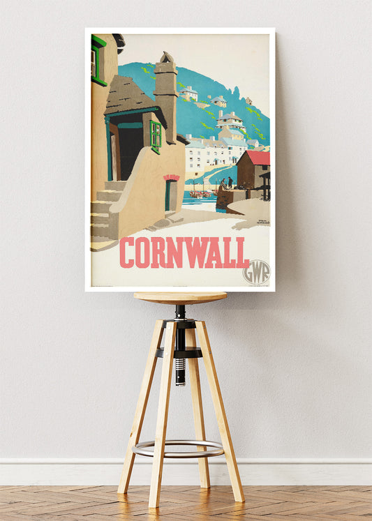 Cornwall Vintage Uk Travel Poster & Canvas Print – Coastal Wall Art