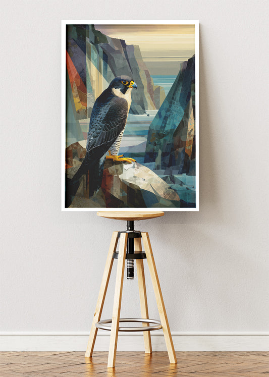 Peregrine Falcon on Cliff Canvas Print & Poster – Modern Wildlife Wall Art