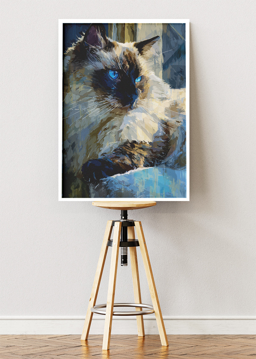 Blue-Eyed Siamese Cat Canvas Print & Poster – Luxury Pet Wall Art