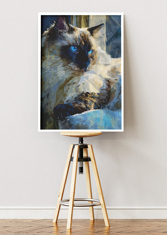 Blue-Eyed Siamese Cat Canvas Print & Poster – Luxury Pet Wall Art