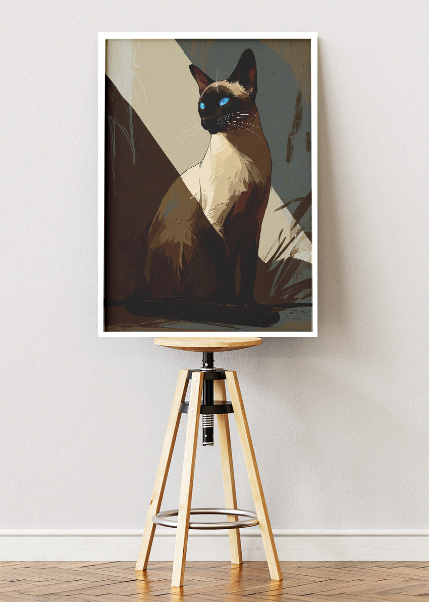 Elegant Siamese Cat Canvas Print & Poster – Modern Luxury Pet Wall Art
