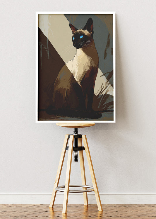 Elegant Siamese Cat Canvas Print & Poster – Modern Luxury Pet Wall Art