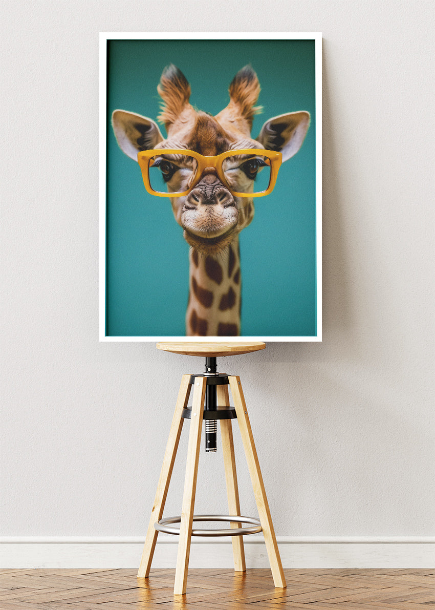 Funny Giraffe Poster & Canvas Print – Cute Animal Art with Glasses