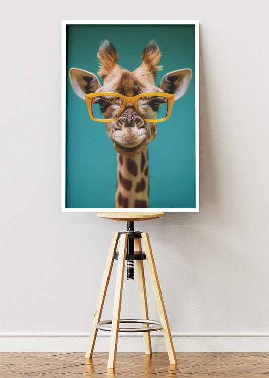 Funny Giraffe Poster & Canvas Print – Cute Animal Art with Glasses