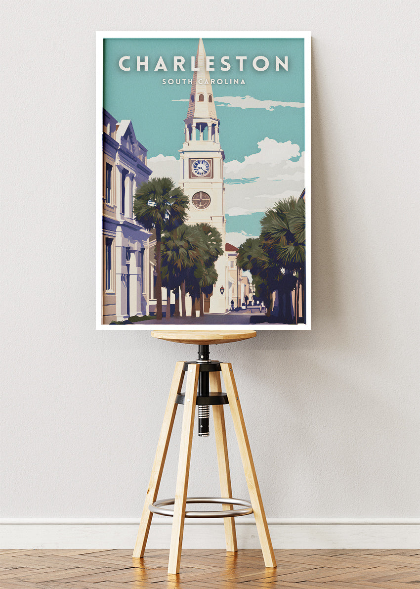 Charleston South Carolina Poster & Canvas Print – Historic Coastal City Illustration